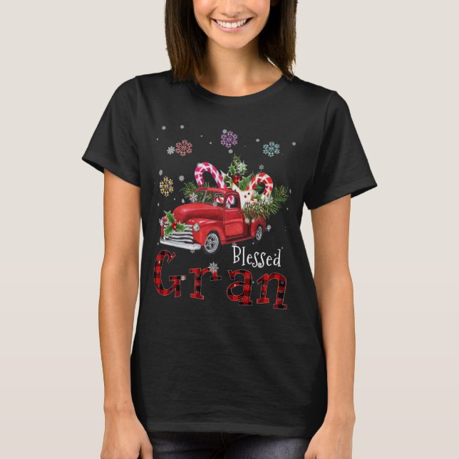 Blessed Gran Christmas Red Truck Gift For Grandma T-Shirt (Front)