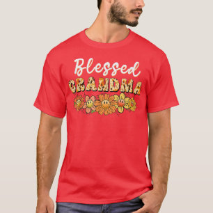 Blessed Grandma Autumn Fall Vintage Retro Groovy F T-Shirt