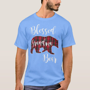 Blessed Grandma Bear Red Tartan Plaid Fun Grandma T-Shirt