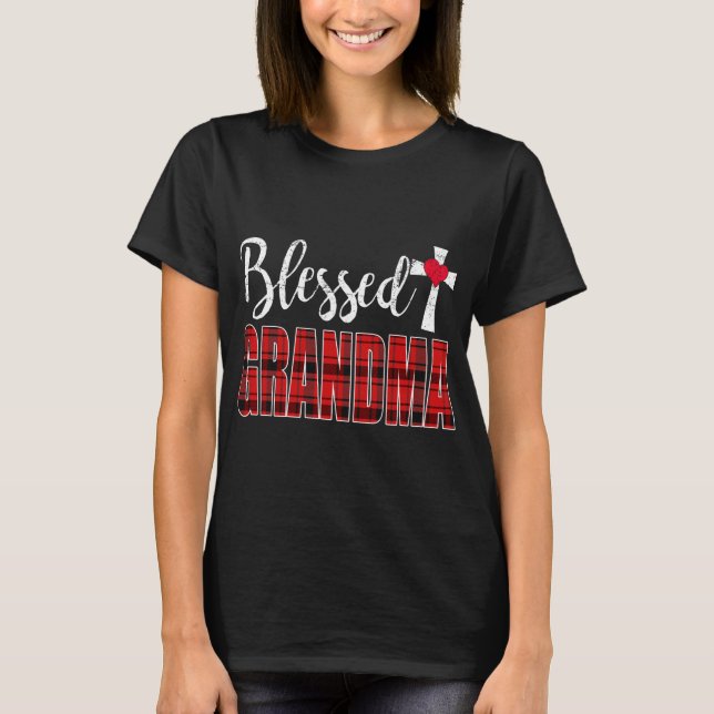 Blessed Grandma Cross Caro Christmas Funny Grandma T-Shirt (Front)