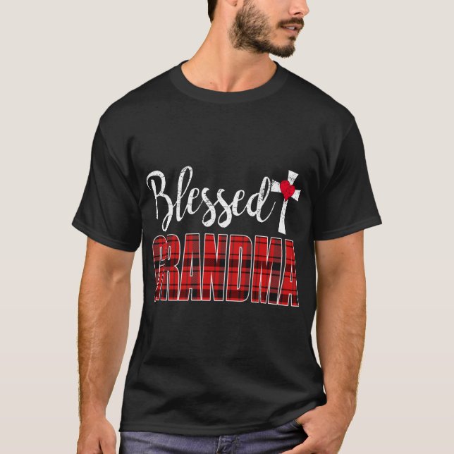 Blessed Grandma Cross Caro Christmas Funny Grandma T-Shirt (Front)