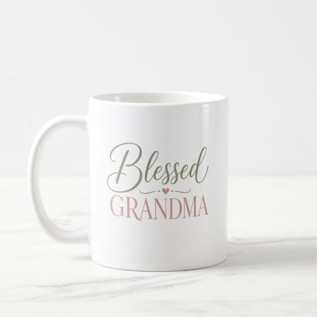 Blessed Grandma Elegant Script Gift Coffee Mug (Left)