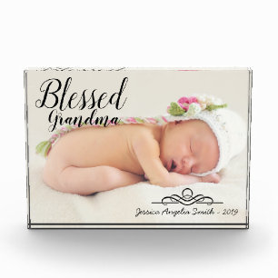 Blessed Grandma Elegant Script One Photo Option Block