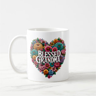 Blessed Grandma Floral Heart Coffee Mug