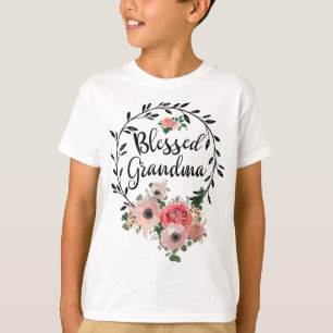 Blessed Grandma For Women Flower Decor Grandma T-Shirt
