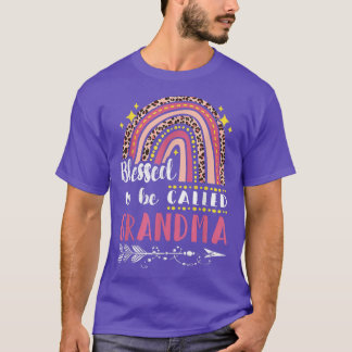 Blessed Grandma Pink Rainbow Leopard Mum Mothers T-Shirt