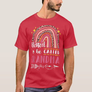 Blessed Grandma  Pink Rainbow Leopard Mum Mothers  T-Shirt