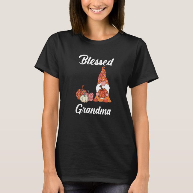 Blessed Grandma Pumpkin Gnome Family Matching Than T-Shirt (Front)