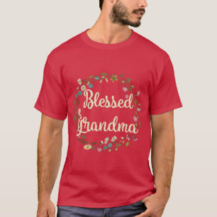 Blessed Grandma with floral heart Mother s Day gir T-Shirt