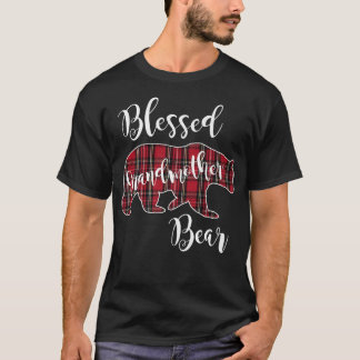 Blessed Grandmother Bear Red Tartan Plaid Fun Gran T-Shirt