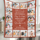 Blessed Grandparents Custom Terracotta 14 Picture Fleece Blanket<br><div class="desc">Wrap your grandparents in warmth and cherished memories with our Custom Photo Collage Blanket. This simple yet elegant keepsake features a grid of nine precious photos that capture the love and joy shared with family. Perfect for showcasing moments with grandchildren and grandkids, this blanket is a heartfelt way to celebrate...</div>