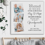 Blessed Grandparents Modern 3 Photo Collage Faux Canvas Print<br><div class="desc">Celebrate your grandparents with a custom photo collage canvas print. This unique grandparents quote wall print is the perfect gift whether its a birthday, Grandparents day or Christmas. We hope your special keepsake grandparent gift will become a treasured keepsake for years to come. . Quote " Blessed are those who...</div>