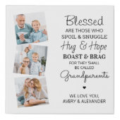 Blessed Grandparents Modern 3 Photo Collage Faux Canvas Print (Front)
