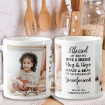 Blessed Grandparents Modern Personalised 2 Photo Coffee Mug<br><div class="desc">Celebrate your grandparents with a custom photo coffee mug. This unique grandparents quote mug is the perfect gift whether its a birthday, Grandparents day or Christmas. We hope your special keepsake grandparent gift will become a treasured keepsake for years to come. . Quote " Blessed are those who Spoil &...</div>