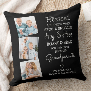Blessed Grandparents Personalised 3 Picture  Cushion