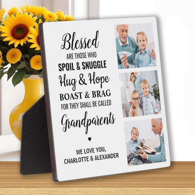 Blessed Grandparents Personalized 3 Photo Collage Plaque (Creator Uploaded)