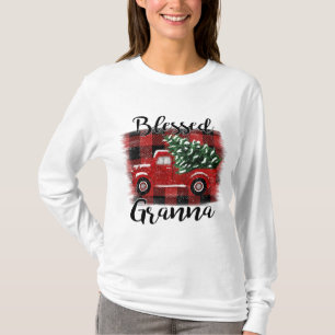 Blessed Granna Red Truck Vintage Christmas Tree T-Shirt