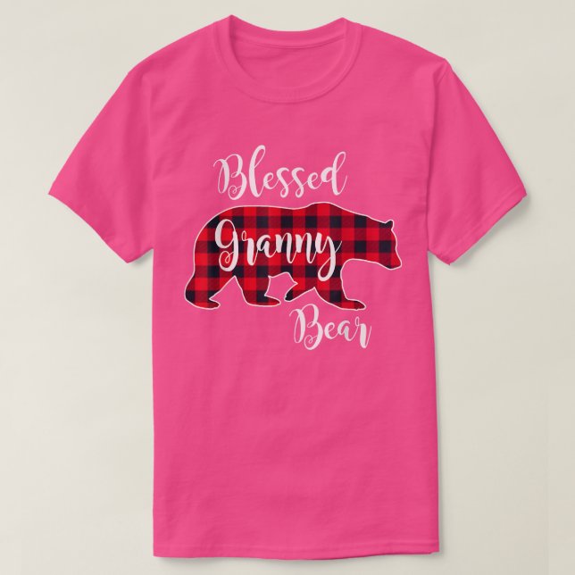 Blessed Granny Bear Red Buffalo Check Plaid Fun Gr T-Shirt (Design Front)