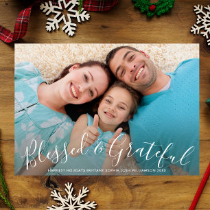 Blessed & Grateful Christmas Holiday Fun Photo Card