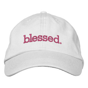 Blessed Grateful Gratitude Thanksgiving Pink Embroidered Hat