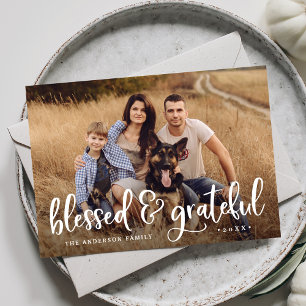 Blessed & Grateful Photo Thanksgiving Card