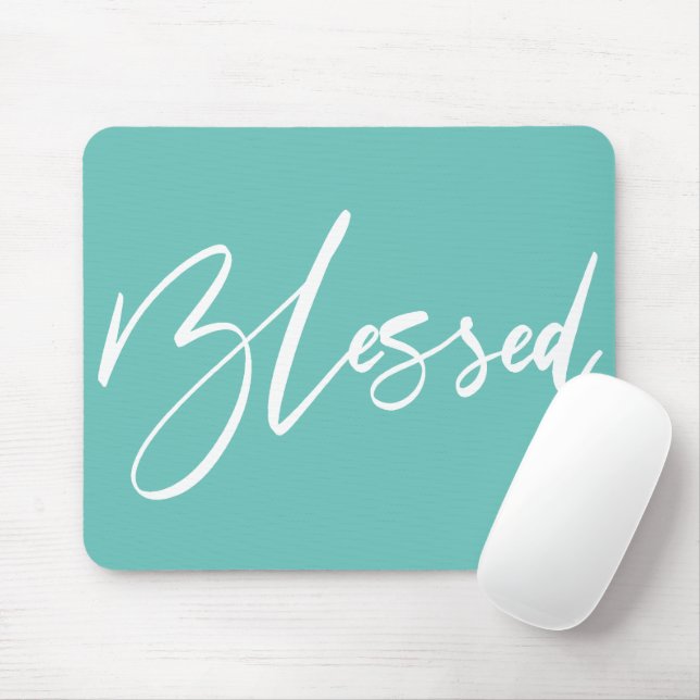 Blessed Handwritten Typography Mouse Mat (With Mouse)