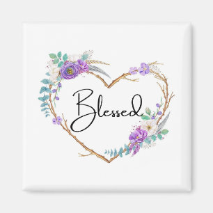Blessed Heart-Shaped Floral Wreath Refrigerator  Magnet