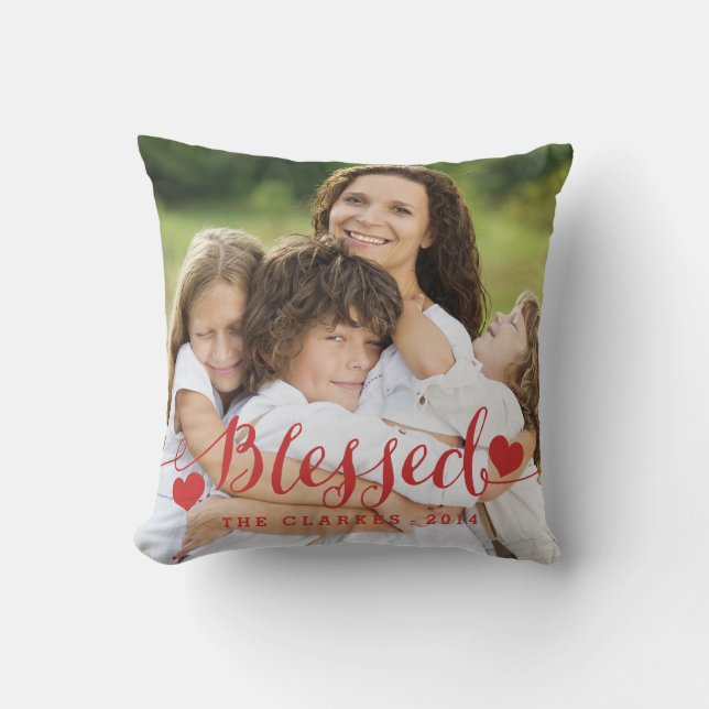 Blessed | Holiday Photo Throw Pillow (Front)