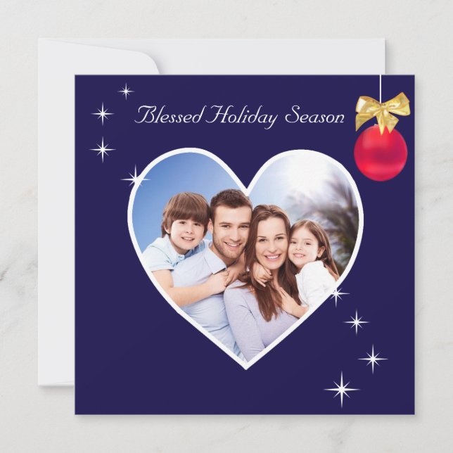 Blessed Holiday Season Custom Photo on Blue (Front)