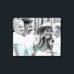 Blessed Home Family Name B/W Portrait Large  Canvas Print<br><div class="desc">Family Black and White Portrait Canvas.  Large.  Typography.  Black and white filter applied to portrait.  Family Name.  Script.  Blessed Home.</div>