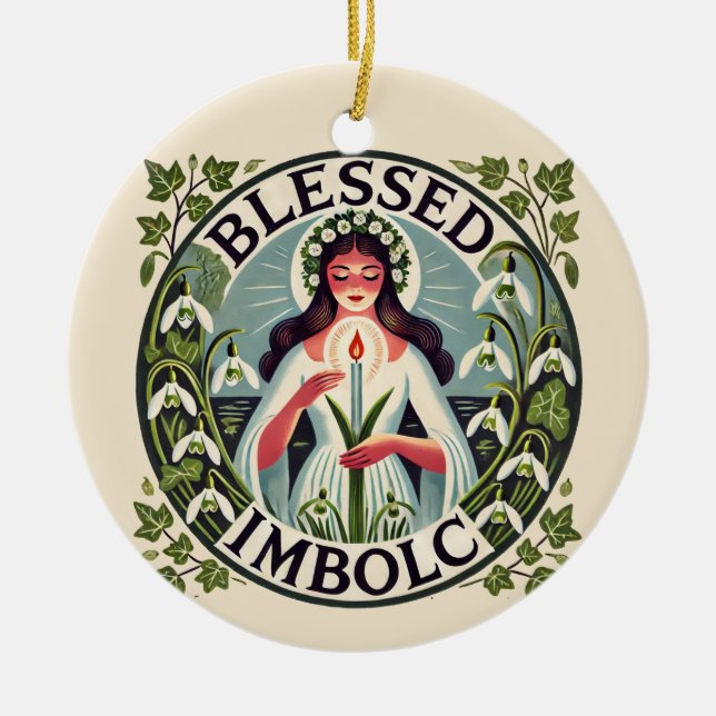 Blessed Imbolc                                     Ceramic Tree Decoration (Front)