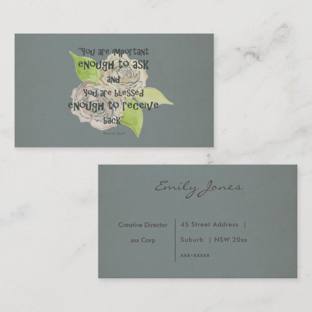 BLESSED & IMPORTANT ENOUGH TO ASK RECEIVE  FLORAL BUSINESS CARD (Front/Back)