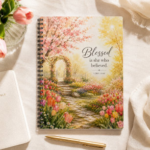 Blessed Is She Who Believed Faith Scripture Notebook