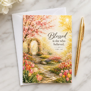 Blessed Is She Who Believed Luke 1:45 Scripture Card