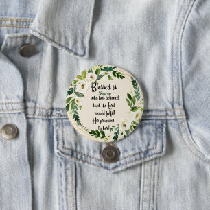 Blessed Is She Who Believed Name Christian  7.5 Cm Round Badge