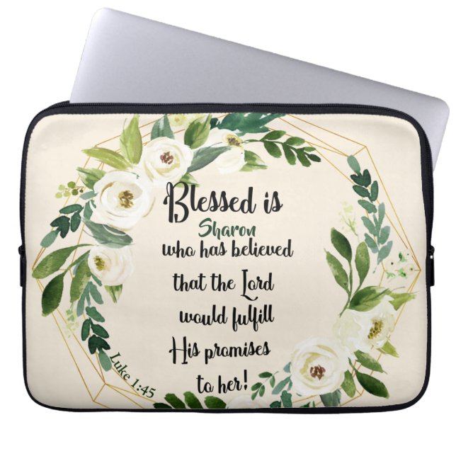 Blessed Is She Who Believed Name Christian  Laptop Sleeve (Front)