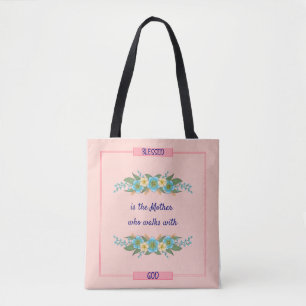 Blessed is the Mother who walks with God Christian Tote Bag