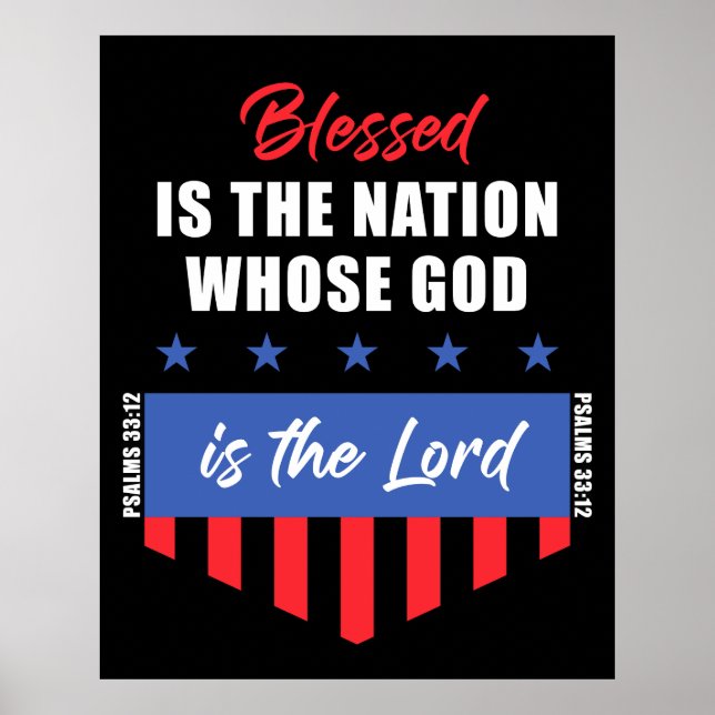Blessed is the Nation – Christian Patriotic USA Poster (Front)