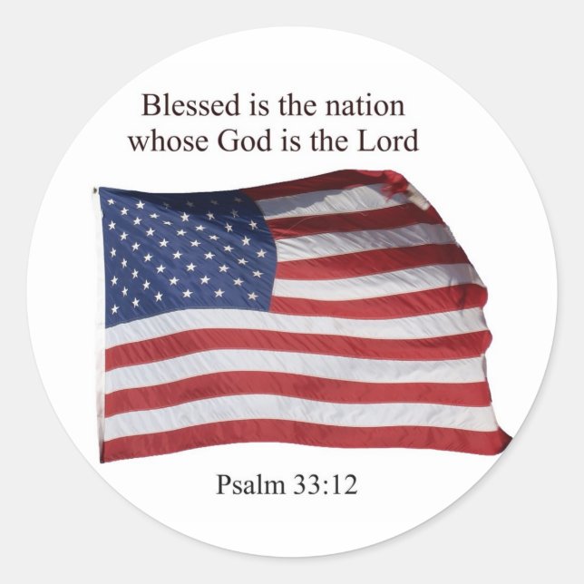 Blessed Is The Nation Classic Round Sticker (Front)