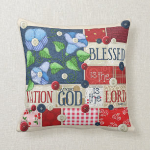 "Blessed is the Nation" Scripture Throw Pillow