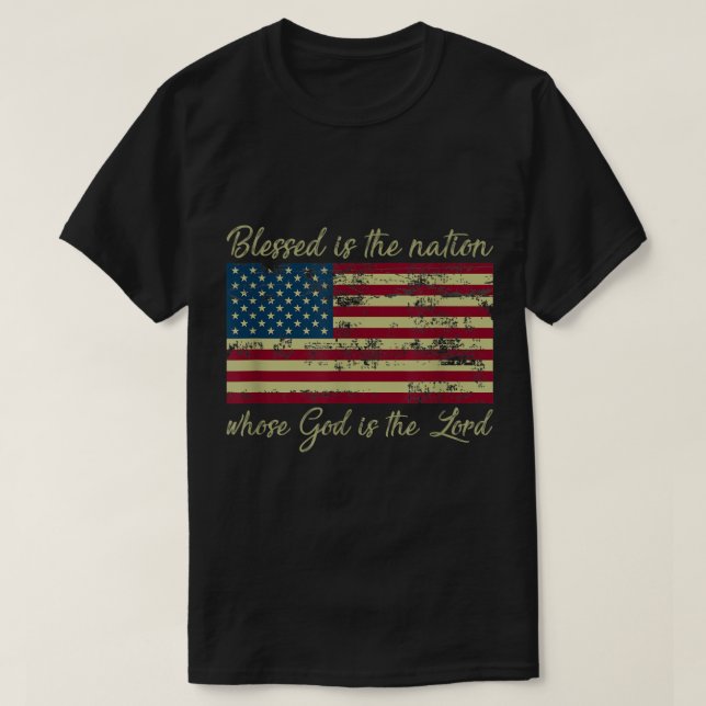 Blessed Is The Nation Whose God Is The Lord Prayer T-Shirt (Design Front)