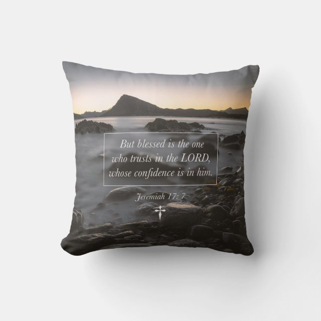 Blessed Is The One Who Trusts In The LORD Faith Cushion (Front)