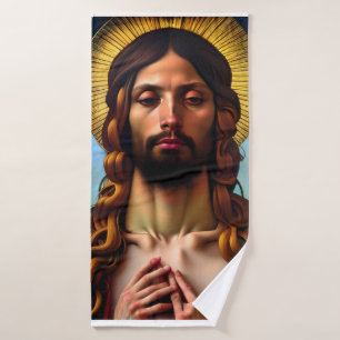 Blessed Jesus Virgin Mary and Angel Bath Towel Set