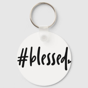 Blessed Keychain Black & White Thankful Grateful