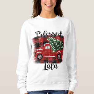 Blessed Lala Red Truck Vintage Christmas Tree Sweatshirt