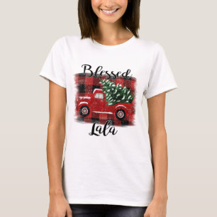 Blessed Lala Red Truck Vintage Christmas Tree T-Shirt