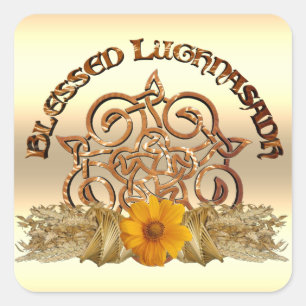 Blessed Lughnasadh Celtic Pentacle Pagan Holiday Square Sticker