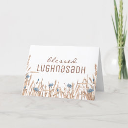 Blessed Lughnasadh Dried Flower Field Wiccan Holiday Card