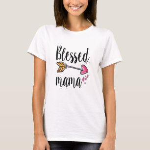Blessed Mama Arrow Pink Hearts Gift for Mum T-Shirt