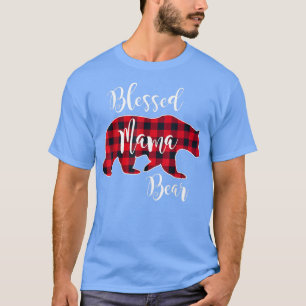Blessed Mama Bear Buffalo Check Plaid Pattern Mom  T-Shirt